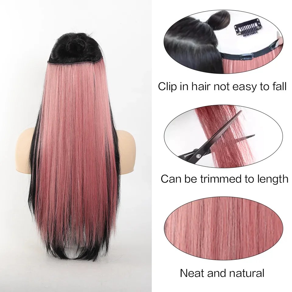 وصلات شعر صناعية مستقيمة بطول 20 بوصة للنساء - ألوان نابضة بالحياة، ألياف صناعية، سهلة الاستخدام #4