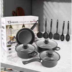 13 piece set of cookware set milk pot soup pot flat bottomed small frying pan lid and shovel to form a pot set