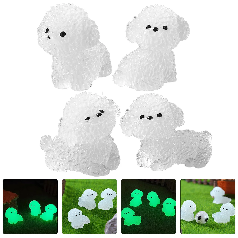 12 Pcs -in-the-dark Puppy Micro Landscape Fairy Garden Ornament Resin Decoration Dog Pendant Tiny Animal Figures