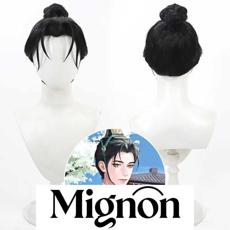 

Код имени Falcon Wei Qing, парик для косплея, черная интегрированная булочка, пик уздевы, подарок на Хэллоуин