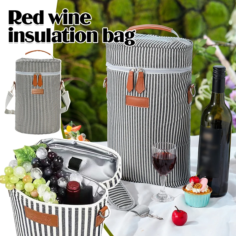 

Red Wine Insulation Bag Double Wine Bottle Carrying Case Holder Oxford Cloth Party Travel Portable Cokes Beer Wine Cooler Bag