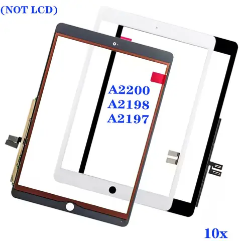 10Pcs For iPad 7 8 A2200 A2198 A2197 7th 8th 2019 LCD Outer Touch Screen Digitizer Glass Panel Assembly Display With Adhesive