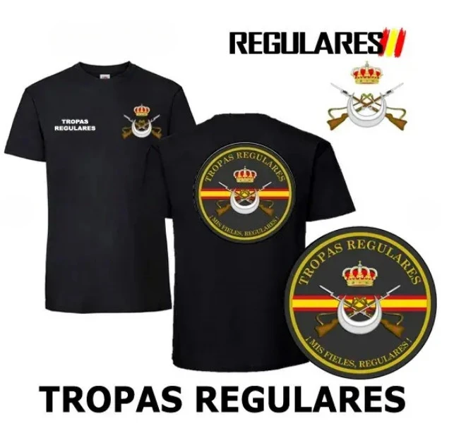 تي شيرت Camiseta ES Tropas Regulares Spain Military للرجال بأكمام قصيرة كاجوال 100% قطن