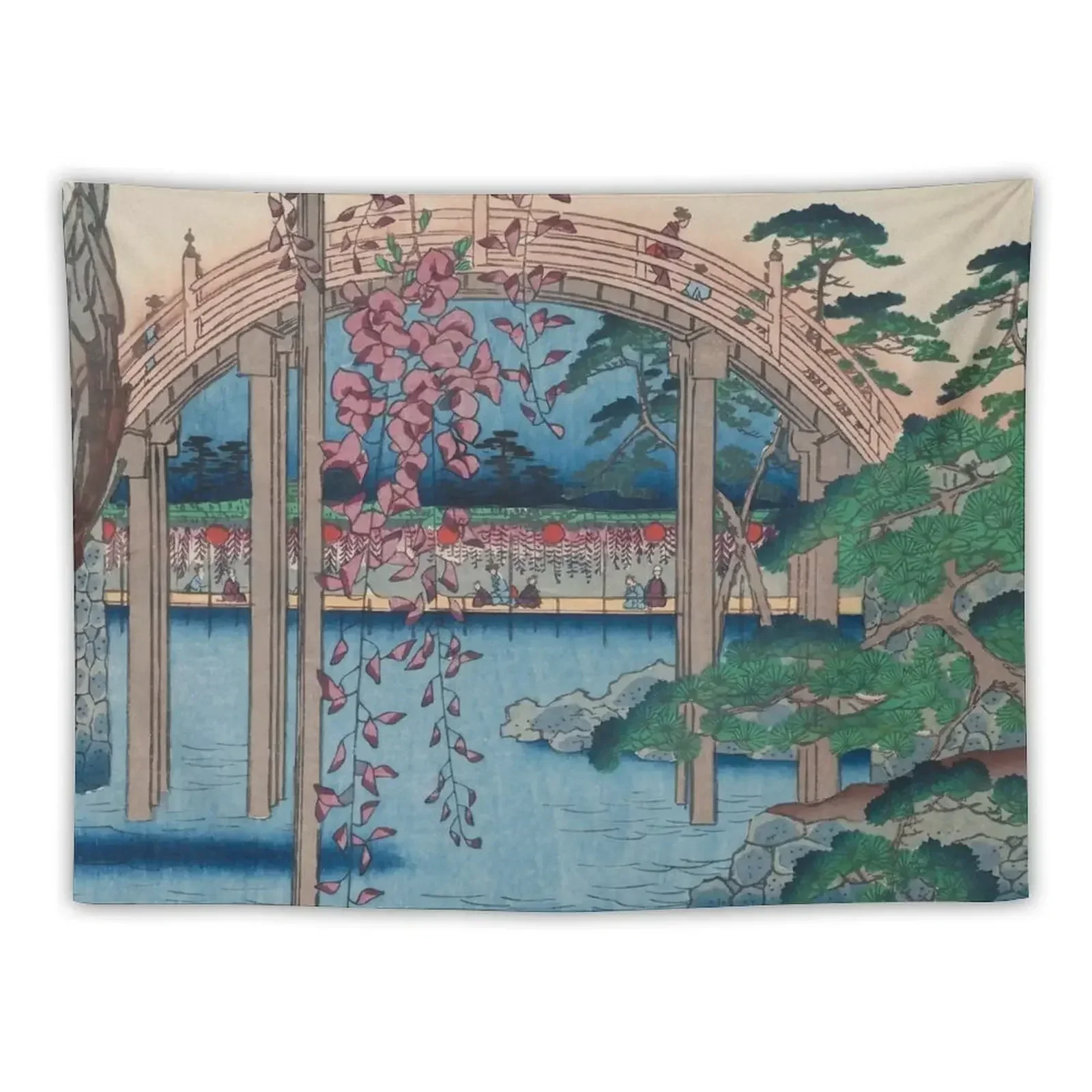 

Summer Shrine Vintage Ukiyo-e Woodblock Print Tapestry Funny Anime Decor Tapestry