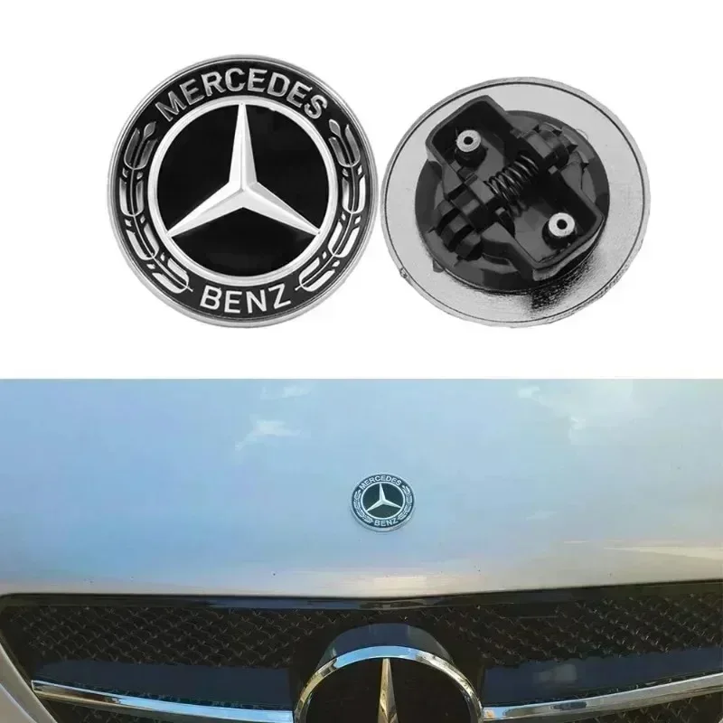 1pcs 57mm Star Flat Hood Bonnet Logo Emblem Badge For Mercedes Benz W204 W124 W201 W202 W212 W220 W205 automobile Accessorie view 2