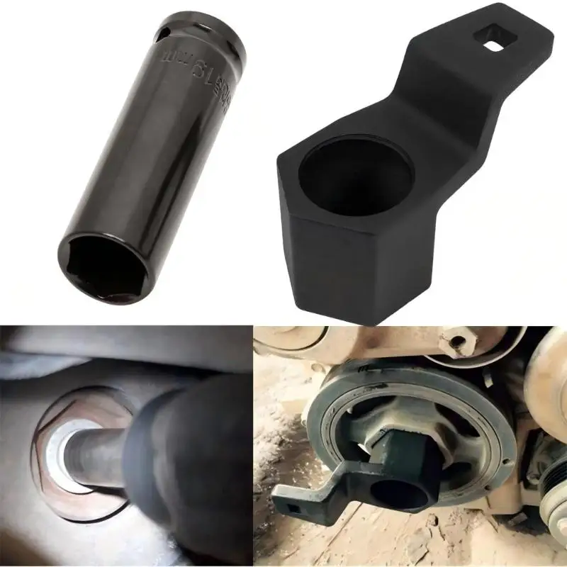 M76E 19 mm tiefer Steckschlüssel- und 50 mm Riemenscheibenschlüssel-Werkzeugsatz, 2-teiliges Reparaturset aus Stahl für – Detail 3