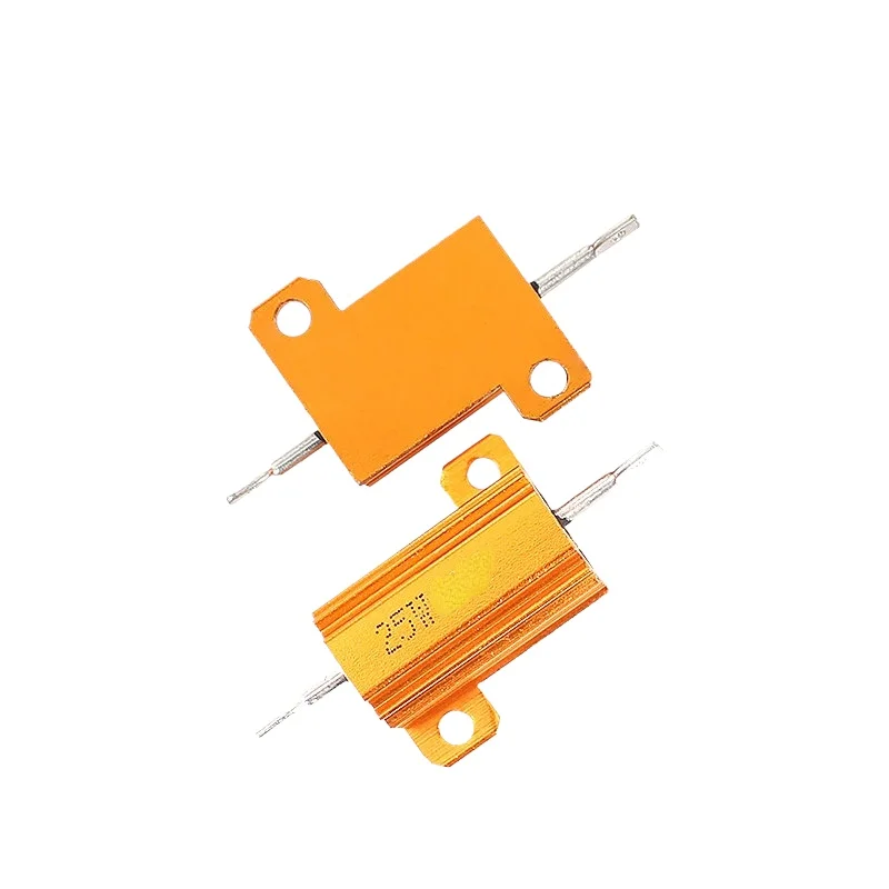 1PC 25W Aluminum Power Metal Shell Case Wirewound Resistor 0.22 0.25 0.33 0.68 1 3.3 4.7 18 22 33 200 220 5K ohm resistance RX24