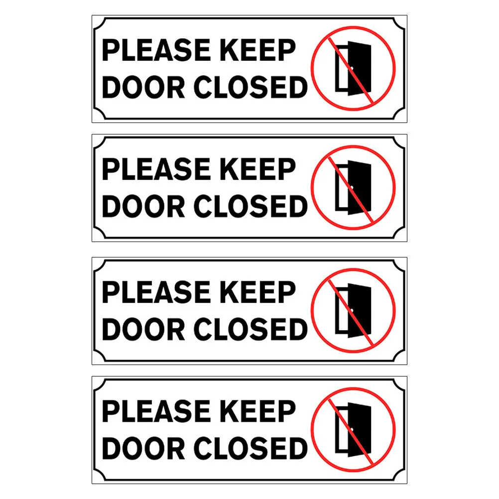4Pcs Please Keep Door Closed Sign Sticker Waterproof PVC Reminder Minimalist Design for Office Bathroom Lounge Storage Room