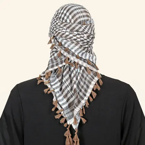 Unisex arabisk huvudbonad hijab halsduk islamisk foulard tryck halsduk turban arabisk huvudbonad för mäns muslimska kläder bön turbante 10 best sales turbanhalsduk - №3