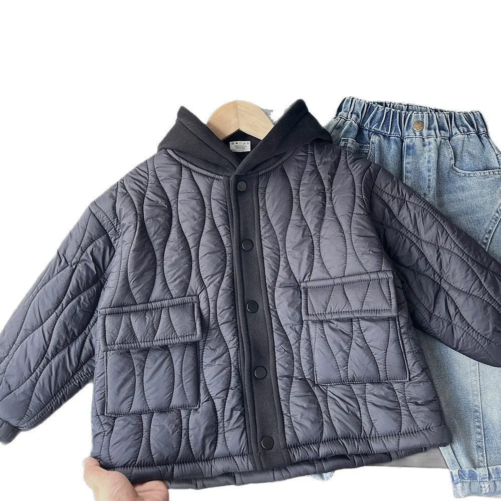 2026 Winter New Children Long Sleeve Warm Coat Girls Cotton Padded Jacket Boys Hooded Quilted Jacket Solid Kids Clothes