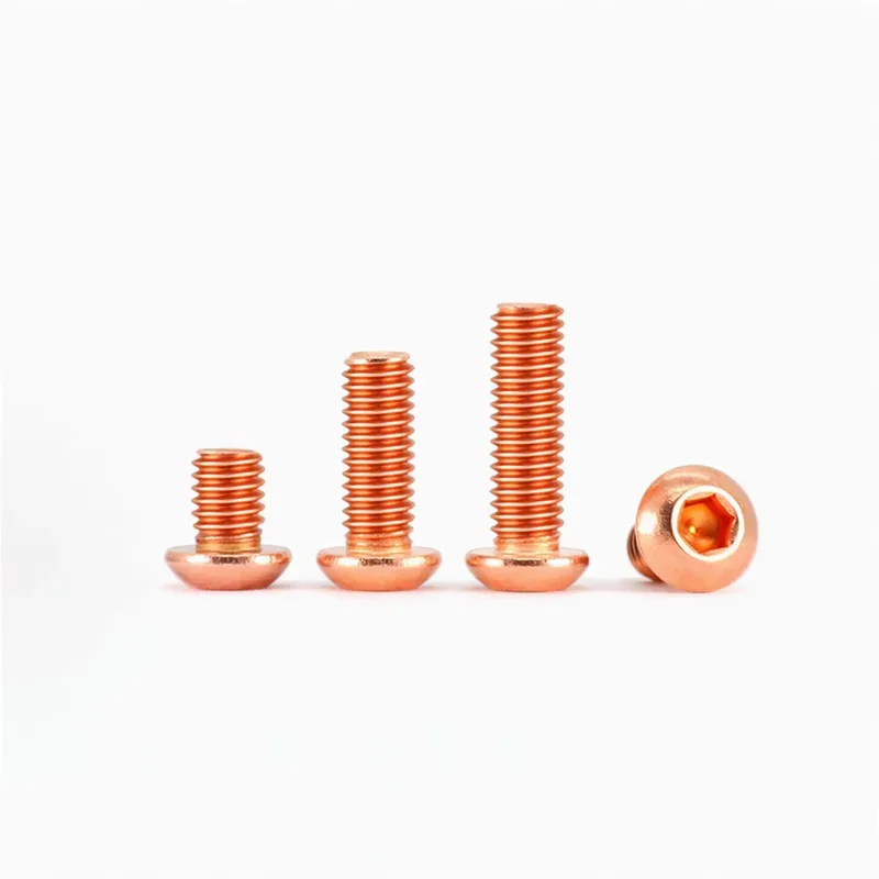 T2 Purple Copper Conductive Bolt Hex Socket Pan Head for Grounding Bus Bar and Heat Sink Application M2 M2.5 M3 M4 M5 M6 M8 M10