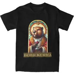 Mens T-Shirt Saint Bobr Kurwa T Shirts Harajuku polish beaver art Summer Tees Streetwear Design 100 Cotton Tops Birthday Present