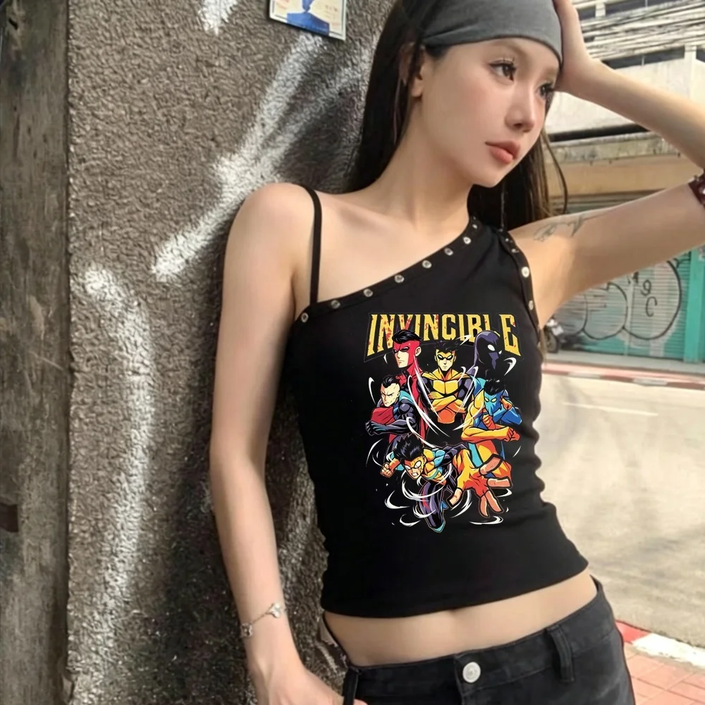 Invincible cropped top shoujo cute gyaru streetwear emo tshirt summer y2k alternative  korean fashion