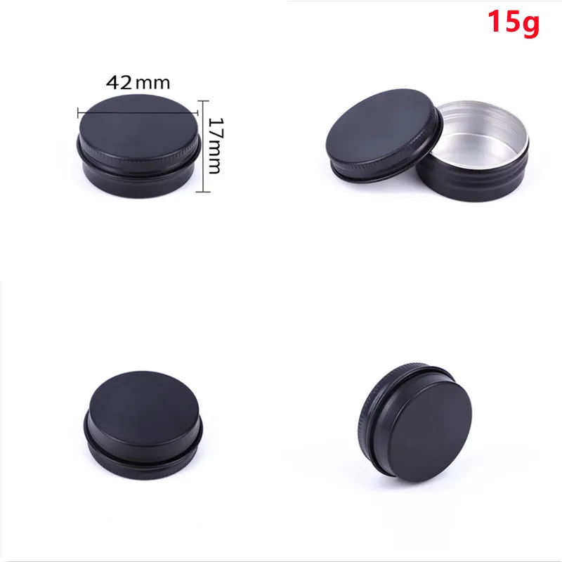 

200pcs 15ml 0.5 oz Matt Black Aluminum Tins with Lid Empty Cosmetic Face Cream Jar Lip Balm Makeup Sample Container