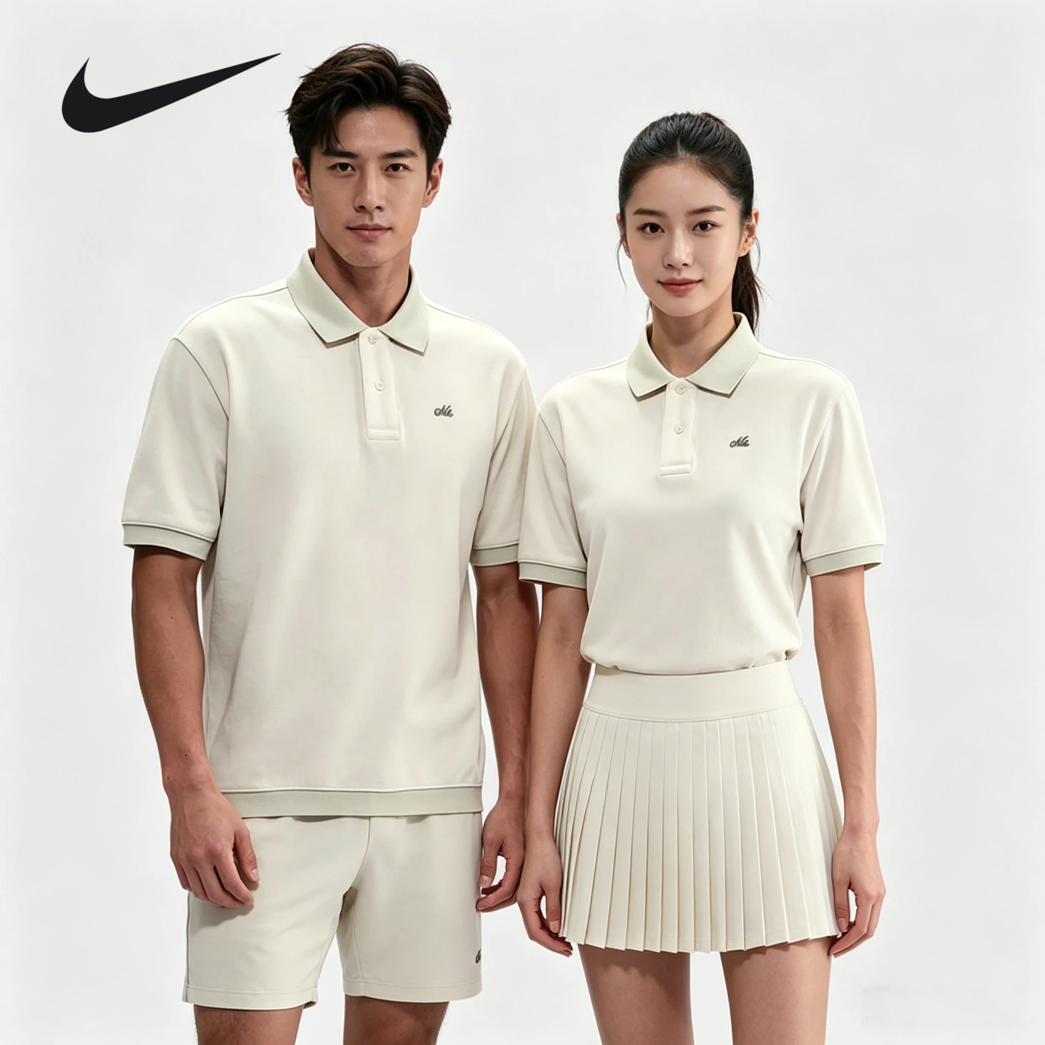 Nike - Conjunto Masculino 2025 de Camiseta Esportiva Casual de Manga Curta com Gola Grossa e Caimento Solto - 2 Peças HV0885-133+HV0885-133
