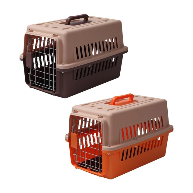 Dog Kennel Hard Sided Pet Transport Crate Airline Approved Metal Door Travel AliExpress