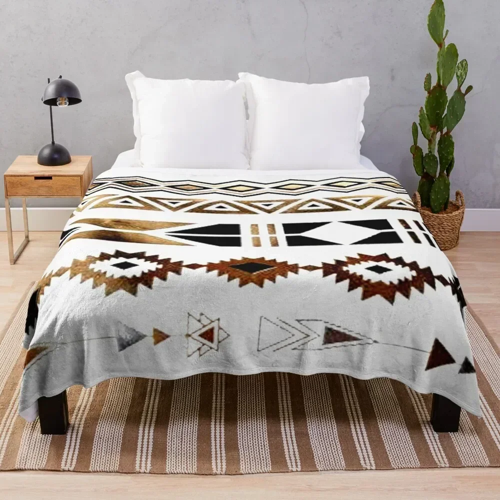 

Tribal Aztec Gold and Black Design Throw Blanket Cozy Warm Blanket for Bed Room Decor