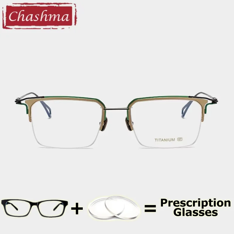 Chashma Prescription Glasses Men Pure Titanium Eyewear Wide Bridge 21mm Eyeglasses Frames Progressive Recipe Lenses Spectacles