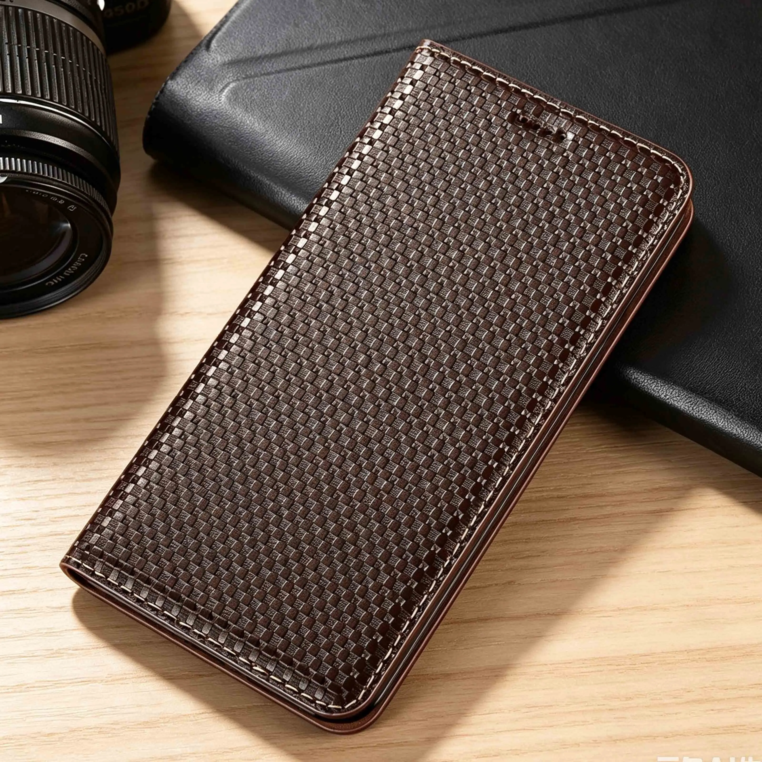Genuine Leather Phone Case For OPPO Find X5 X6 X7 X8 X8S X9 Pro Plus Ultra Lite Grass Mat Pattern Of Flip Cover Case Cowhide