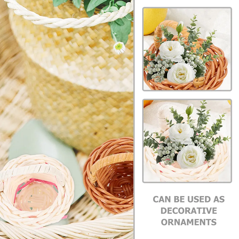 

8Pcs Mini Woven Handheld Baskets Rustic Decorative Tiny Flower Storage Candy Basket Portable Small Gift Basket Desktop Decor