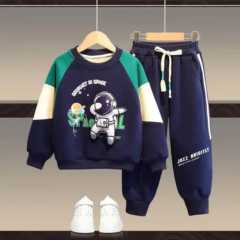 

Children's Top and Button Boys Spring Suit Stylish 2024 New Sports and Leisure Handsome Sweatshirt Two-piece Fashion Longuewear