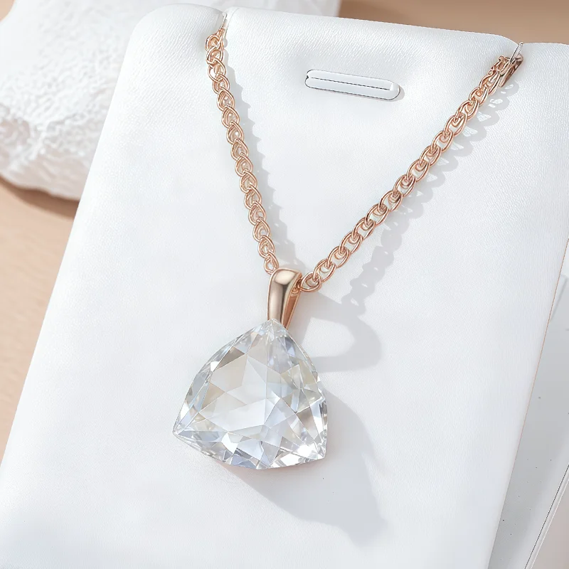 Wbmqda Shiy Anhänger und Halskette aus weißem Stein für Damen, 585er Roségold, luxuriöser großer Zirkon, Hochzeitsschmuck, Accessoires