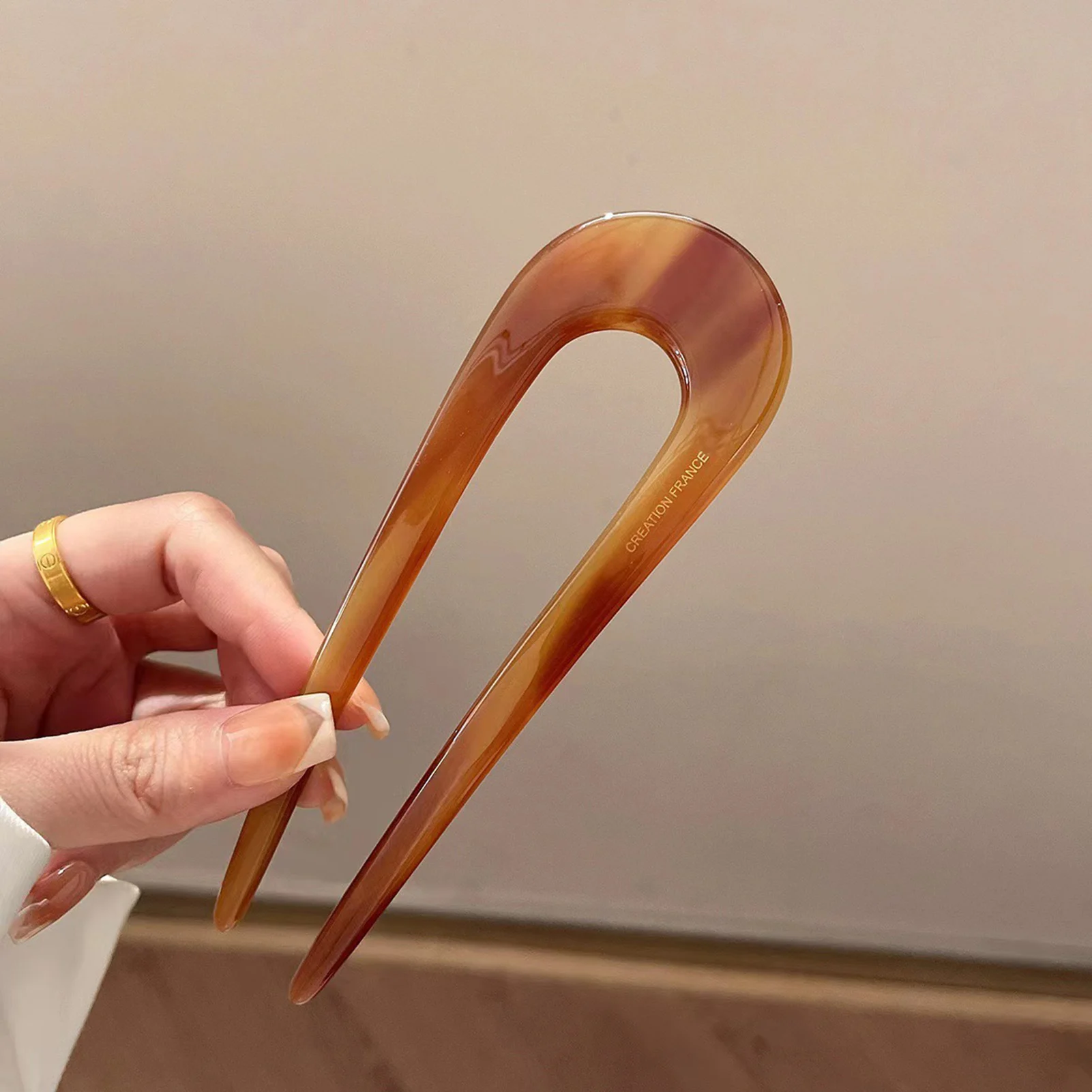 U-förmige Haargabel, französische Mode, Acryl-Haarnadel, geometrisches Design, Kopfbedeckung,