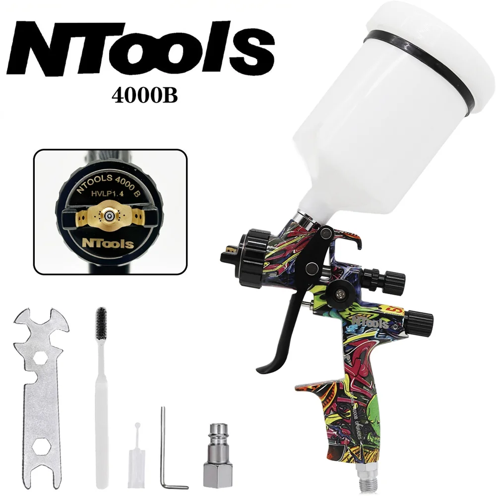 HVLP Air Spray Gun 4000B 1.3mm 1.4mm Nozzle Carbon Fiber Car Paint Spray Gun Aerograph Auto Body Repair Tool