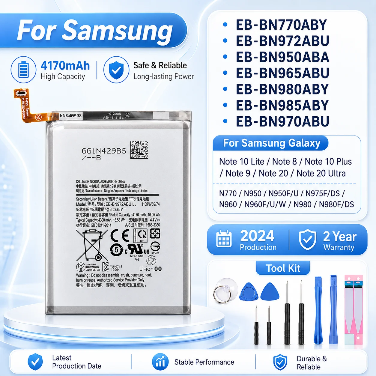 High Capacity Mobile Phone Replacement Battery For Samsung Galaxy Note8 Note9 Note10 Lite Note20 Ultra 5G