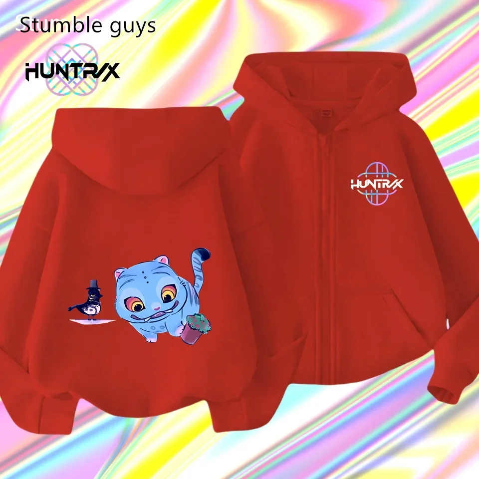 KPop شيطان الصيادين 3-12Y الاطفال قلنسوة بسحاب ربيع الخريف ملابس رياضية الفتيان ملابس الفتيات الدافئة طباعة عادية 2026 جديد