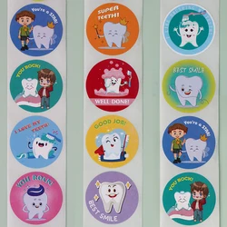 1000Sheet Cute Dental Stickers Round Tooth Shape Sticker Dentistry Clinic Aesthetic Decoration Kids Label Reward Gift