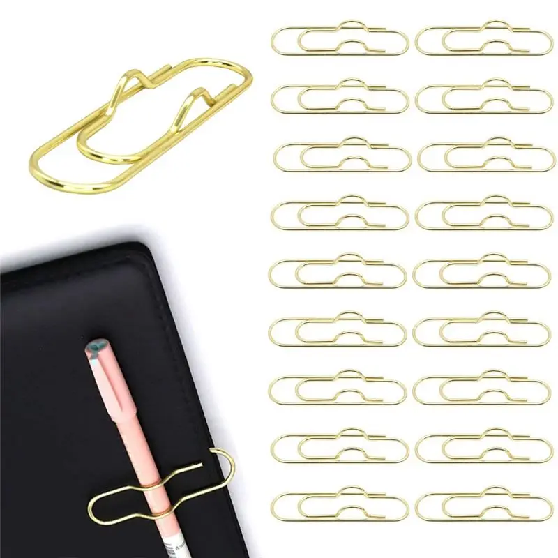 REST 30PCS Metal Pencil Clips Multifunctionional Gold Pen Clips Paper Clip Stationery Tool Stainless Steel Paper Clip Holder