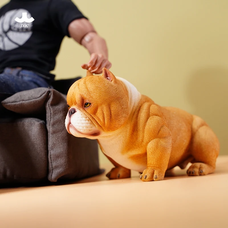 

In Stock Jxk 1/6 Mini Bulldog Simulation Pet Puppy Animal Model Ornament Handmade Peripheral Trendy Toys