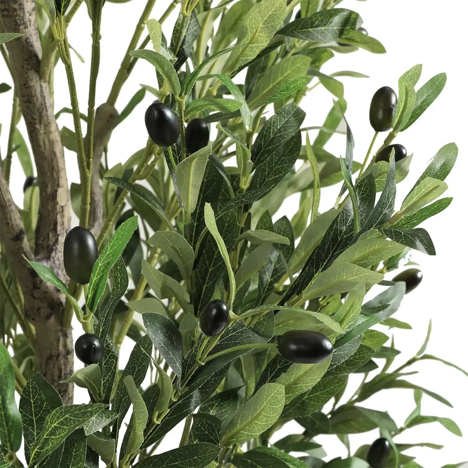 Olive Tree Artificial Indoor 7ft Tall Fake Potted Silk Tree with Planter Large Faux Olive Branches and Fruits Artificial Tree