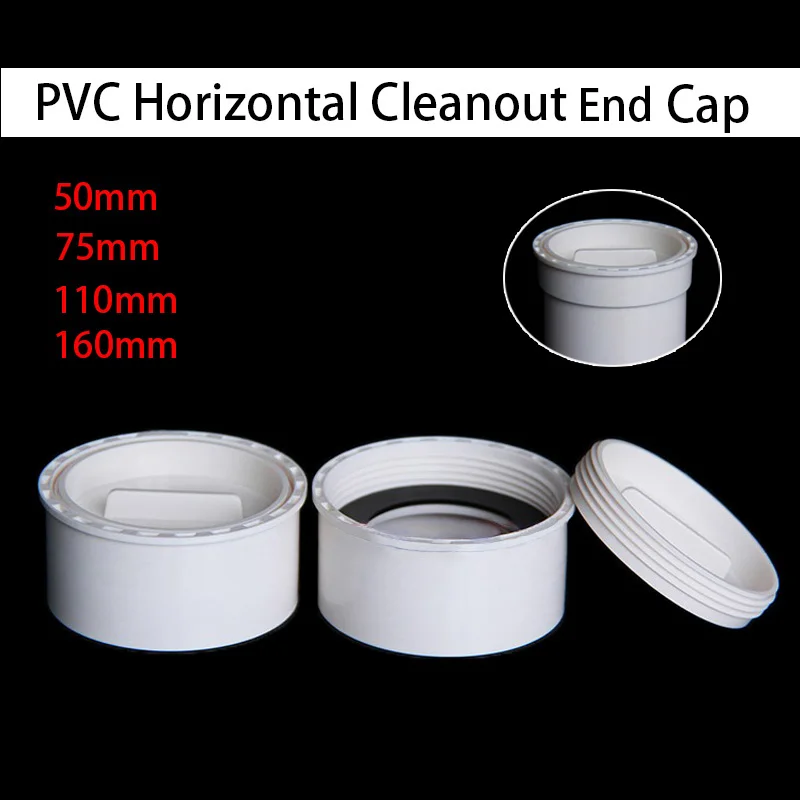 

1~10PCS 50mm/75mm/110mm/160mm White PVC Horizontal Cleanout Plug Cap Inspection Outlet Drain Pipe Fitting Plug