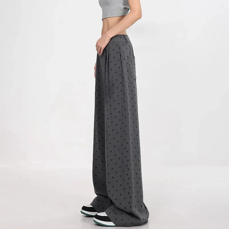 New Fresh Wave Dot 2000s Casual Pants For Women'S Spring/Summer 2024 Thin And Lazy Style Loose Wide Leg Y2k Unique Fashion Pants