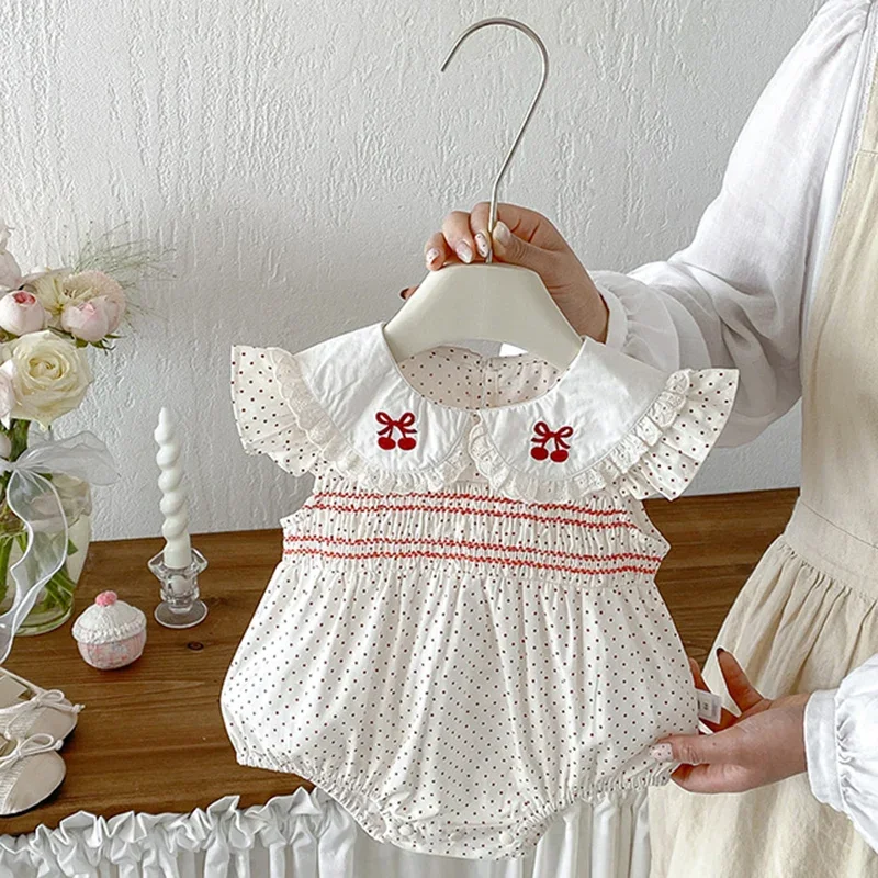 2026 New Summer Newborn Baby Girl Romper Flying Sleeve Cotton Printed Toddler Baby Girls Jumpsuit 0-24M Children Clothes