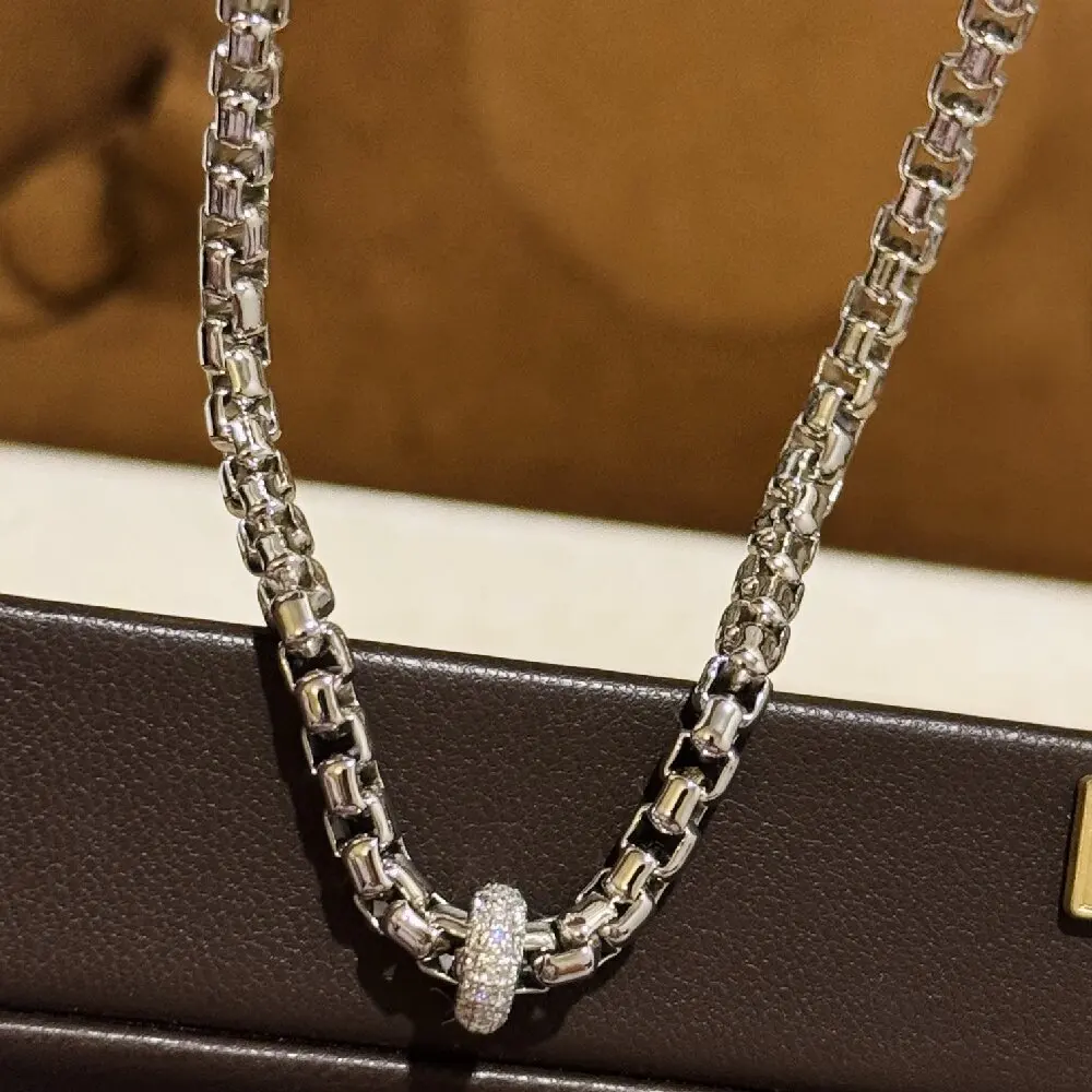 

KQDANCE 925 Sterling Silver Pendant Pave Zircon Woven Rattan Necklace For Women Luxury Sparkling Diamonds Wedding Jewelry