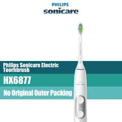 Philips-cepillo de dientes eléctrico Sonicare 6100 HX6877 para adulto, cabezal de repuesto sónico de un solo Mango, color blanco