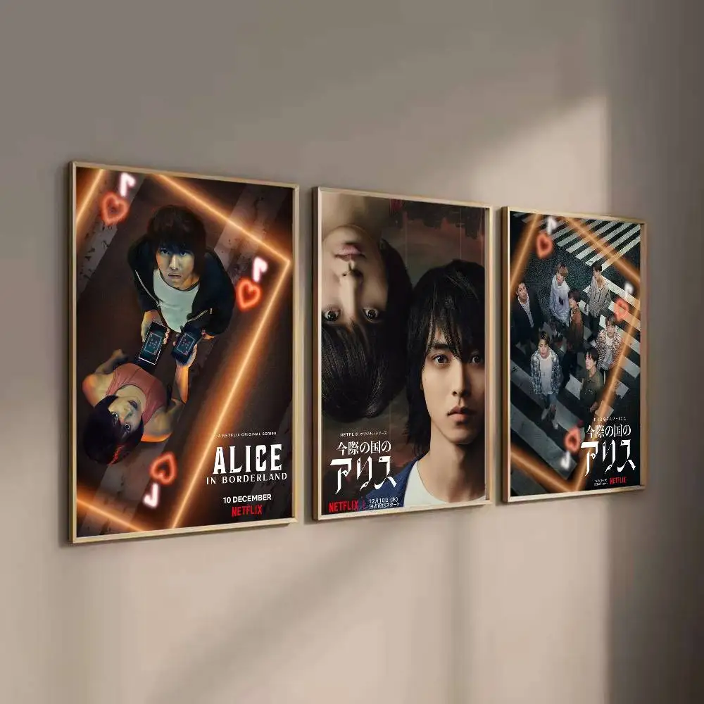 اليابانية الخيال العلمي التشويق أليس في بوردرلاند ملصق مقاوم للماء HD الفن جدار صائق طباعة ذاتية اللصق. غرفة المنزل الجمالية