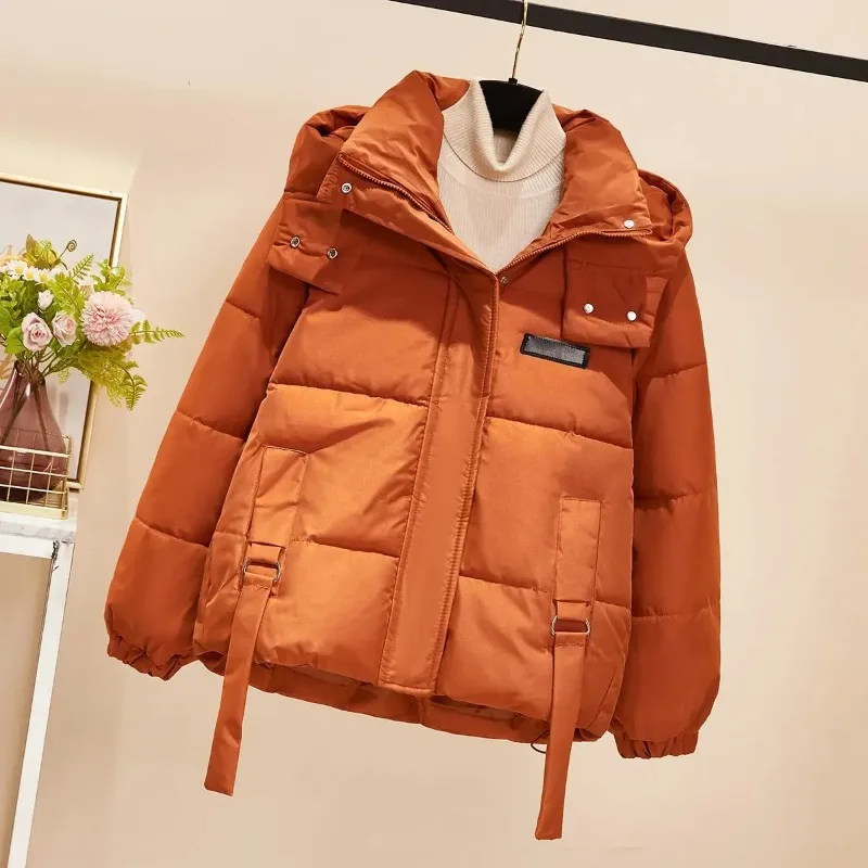 

Women's Winter Loose Thickened Bread Clothes Jacket Coat Fat MM Extra Large Size 145kg Premium Sense Hooded Down Cotton Clothes