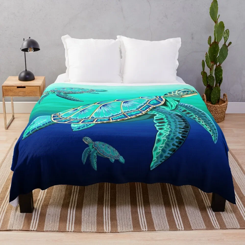 

Sea Turtle Turquoise Oceanlife Throw Blanket Men's Soft Warm Throw Blanket for Couch