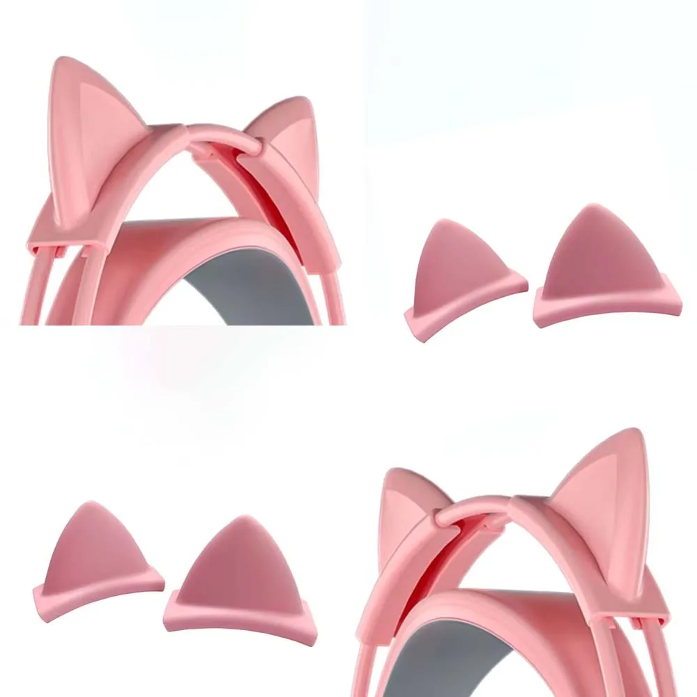 Colgante de silicona rosa con orejas de gato para auriculares, decoración para auriculares inalámbricos y con cable, orejas de gato lindas para niñas, accesorios para cascos de juegos
