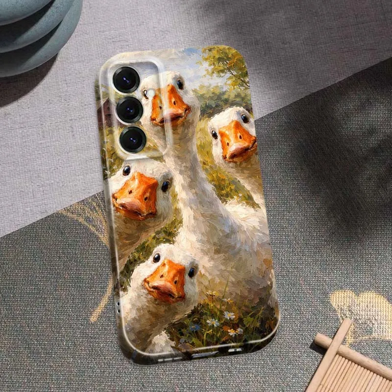 

Cute Duck Farm Painting Phone Case For Samsung A15 A13 A06 A05 A04 A04e A03 Core Note 20 Ultra 5G Feilin Protective Shell