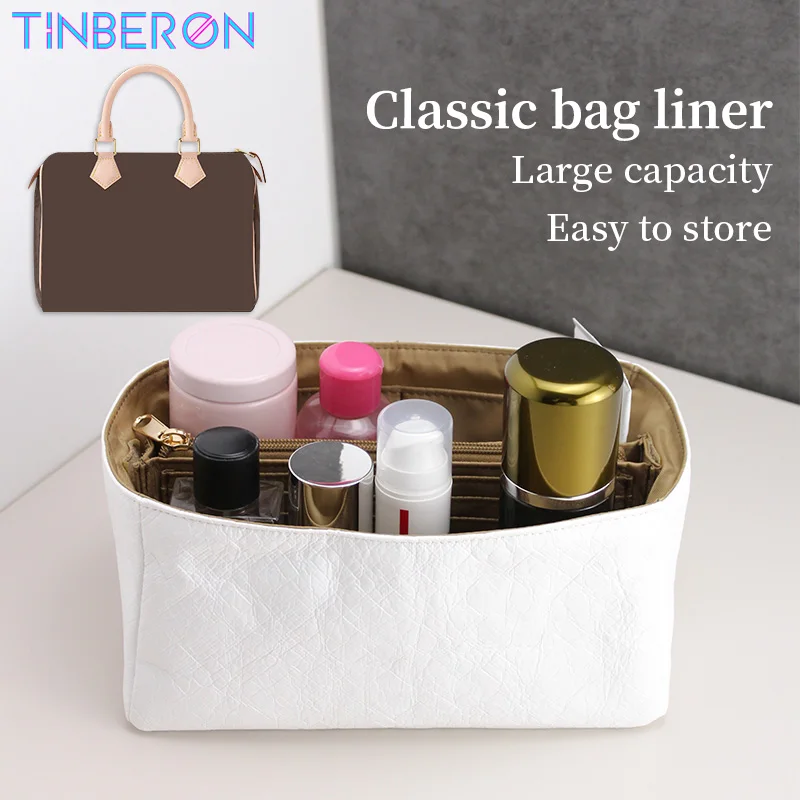 TINBERON Dupont Paper Bag Liner Insert Organizer Bag in Bag Tote Handbag Liner trucco Cosmetic Bag Storage Organizer Bag Shaper