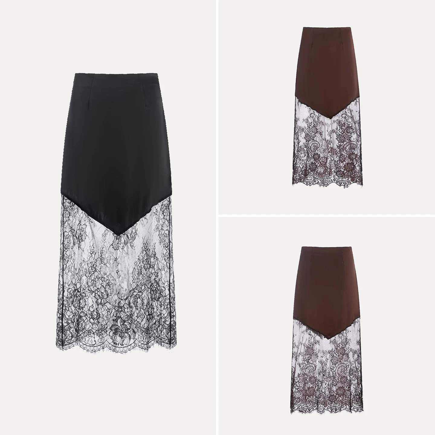 Faionable Spitze Patchwork Langer Rock Damen Sle Personali Retro Winter Neuankömmling Midirock Stand Fit Alltagskleidung