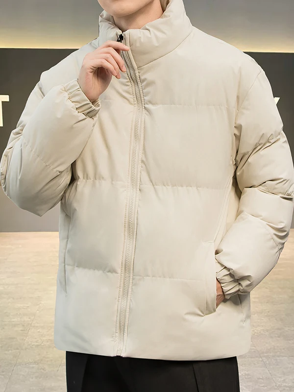 

Мужская зимняя одежда из хлопкового пуха, маленький размер, воротник-стойка, студенческий, универсальный, простой, из полиэфирного волокна