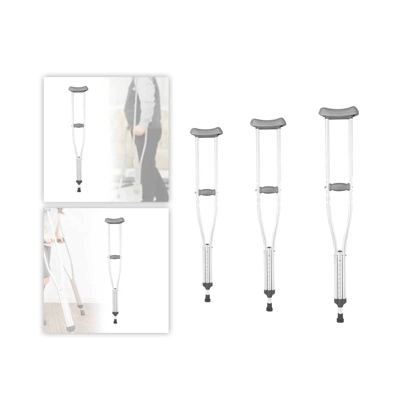 Underarm Crutch Portable Height Adjustment for Disabled People Men Elderly