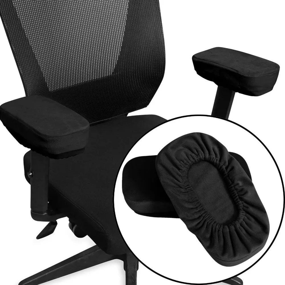 2pcs Elastic Nonslip Armrest Covers Sponge Velvet Washable Arm Cover Heighten Chair Armrest Pad Office Computer Chair