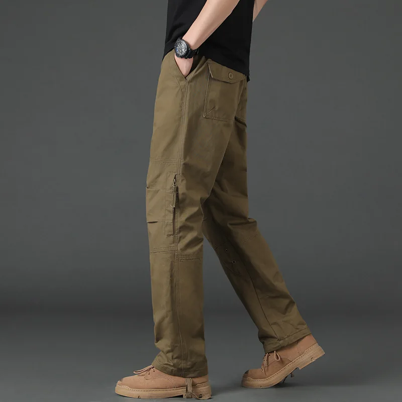 Spring Autumn Cargo Pants Overalls Men's Cotton Loose Casual Pants Multi-pocket Wear-resistant Trousers Plus Size XXXXL Bottoms